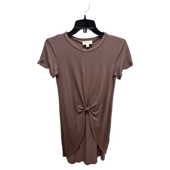 Brown Short Sleeve Tie Front T-Shirt - Picture 4 of 6
